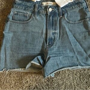 Hollister Blue Jean Shorts Raw Hem